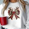Plaid Christmas Bow with Reindeer Antlers (0080B)